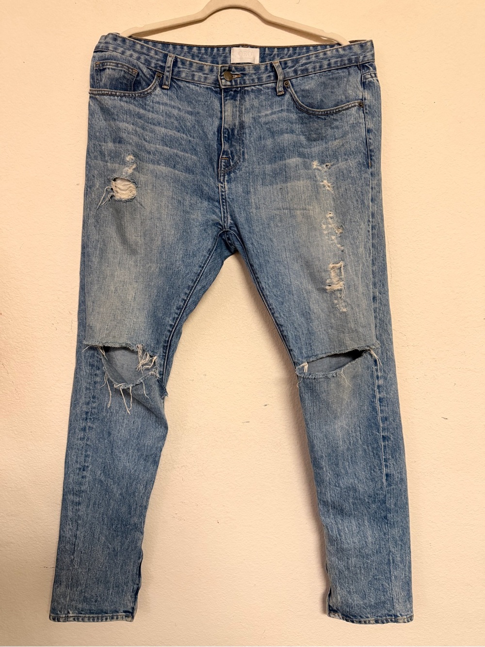 Slim Straight Distressed Light Blue Men's Jeans